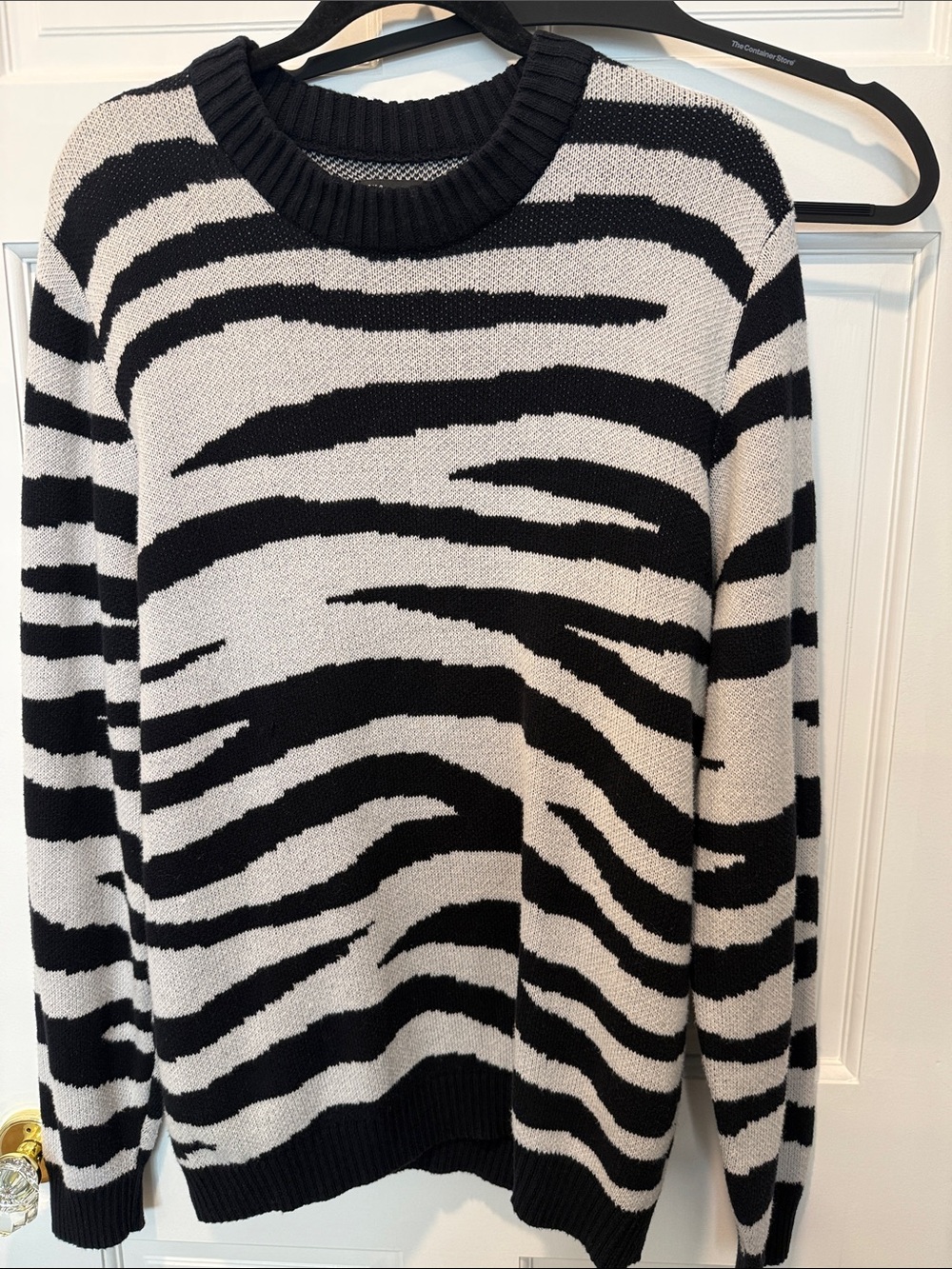 INC Zebra Print Crew Neck Sweater XL